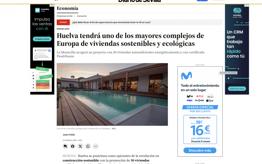 Notable impacto en medios de comunicación del proyecto de viviendas sostenibles y ecológicas que construye Onuba Passivhouse en Huelva